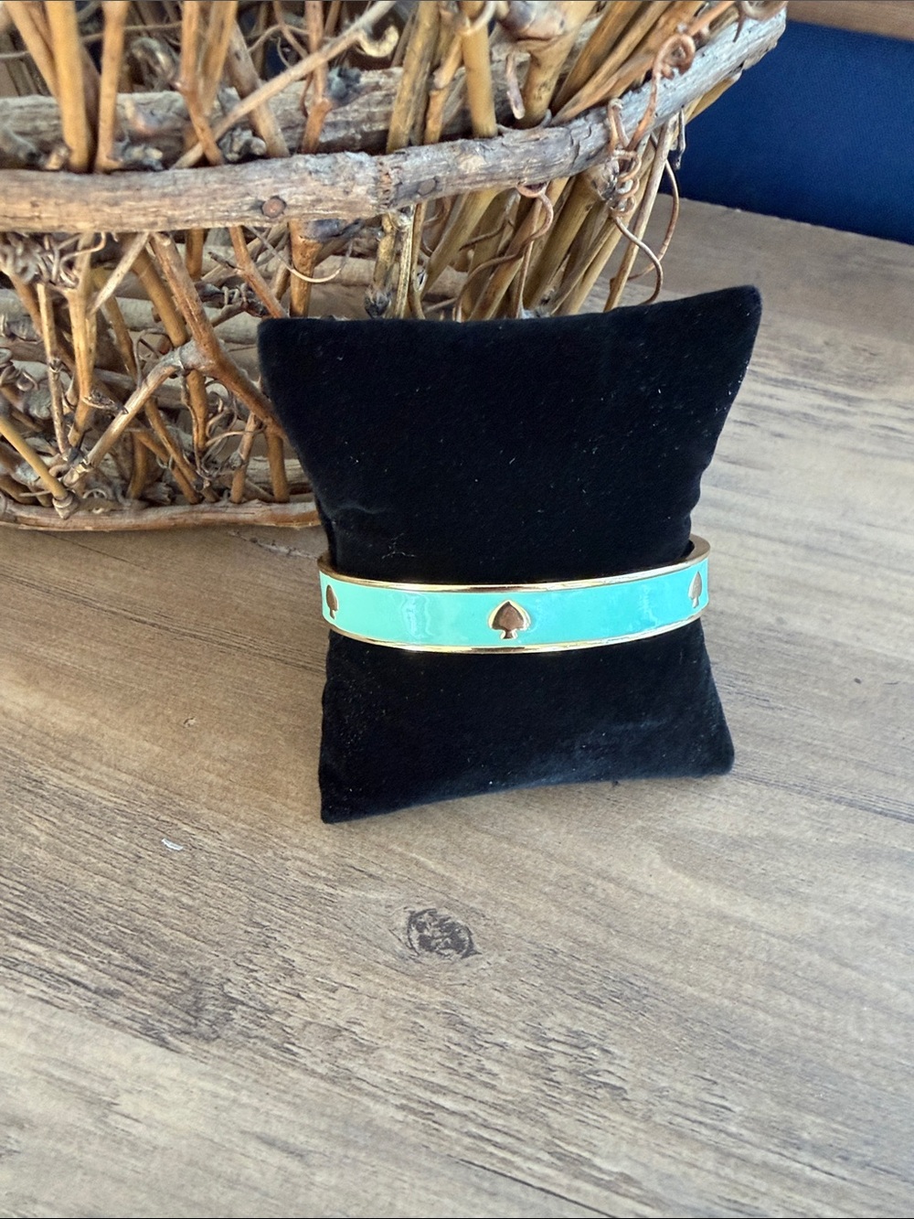 kate spade Gold-Tone Turquoise Enamel Spade Bangle Bracelet